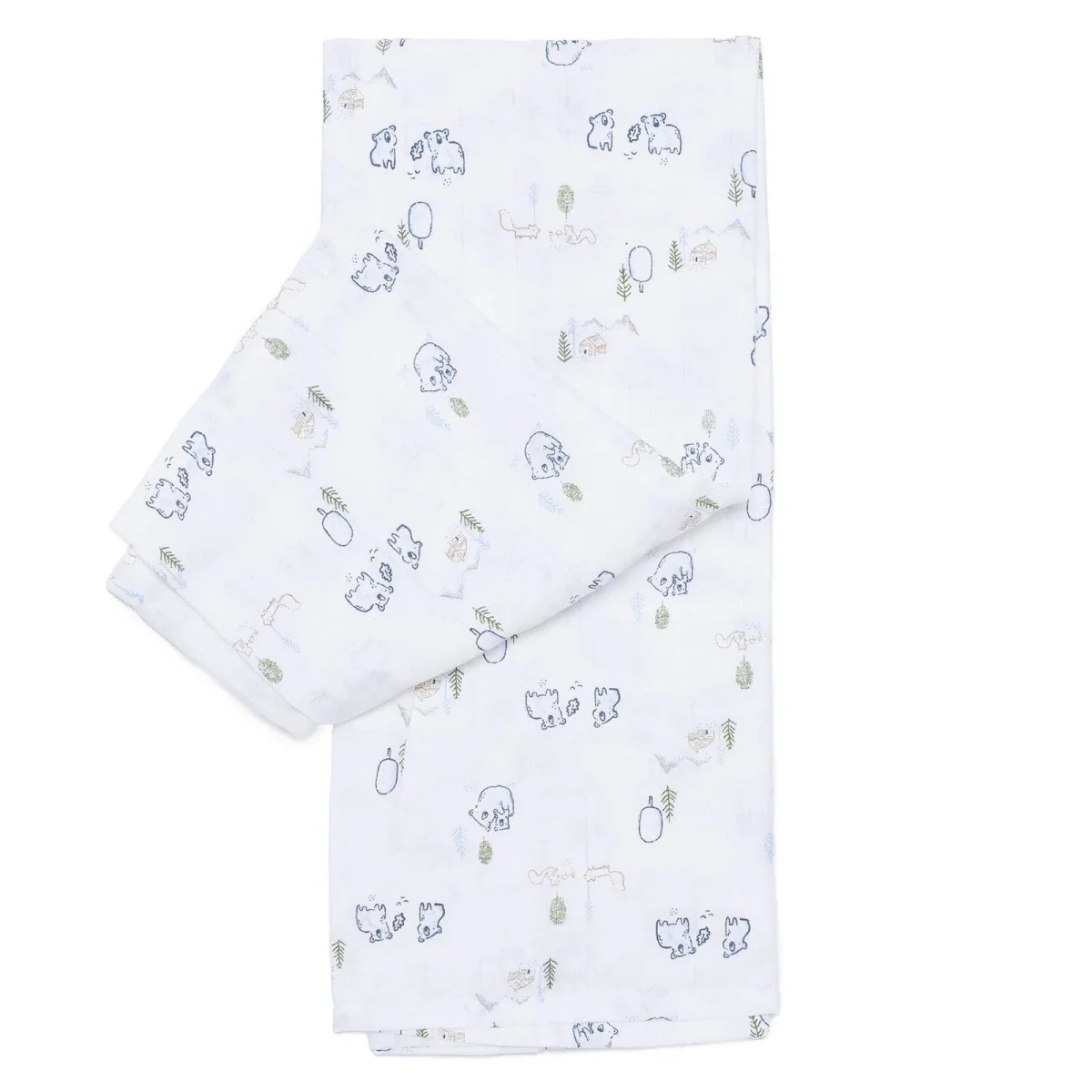 Little Dreams Boys 100% Cotton Muslin Blanket Animal Print 100x110 cm - White - Image 5