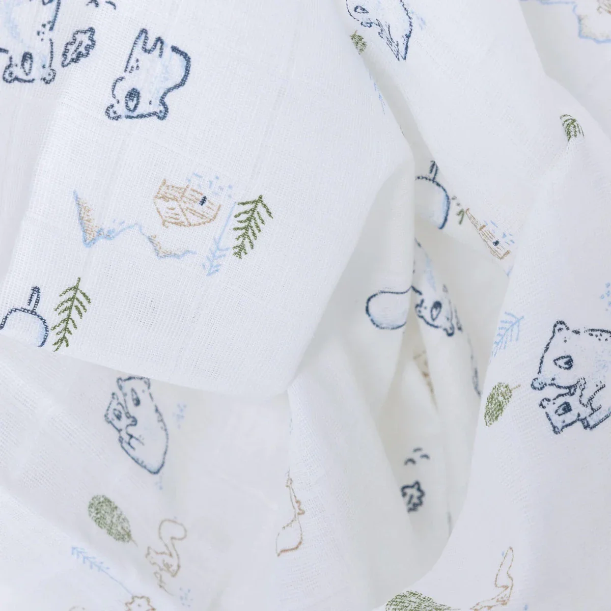 Little Dreams Boys 100% Cotton Muslin Blanket Animal Print 100x110 cm - White - Image 7
