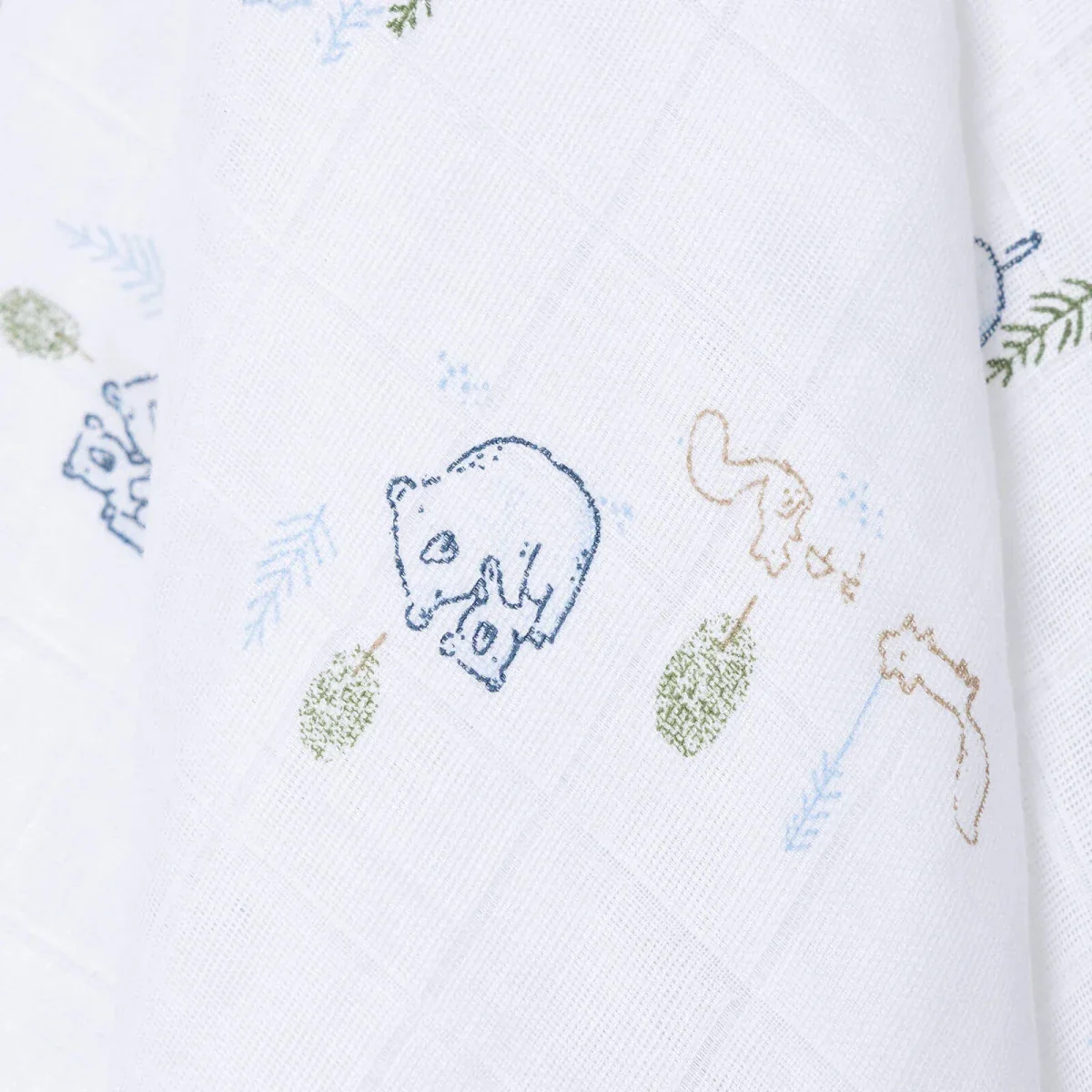 Little Dreams Boys 100% Cotton Muslin Blanket Animal Print 100x110 cm - White - Image 8