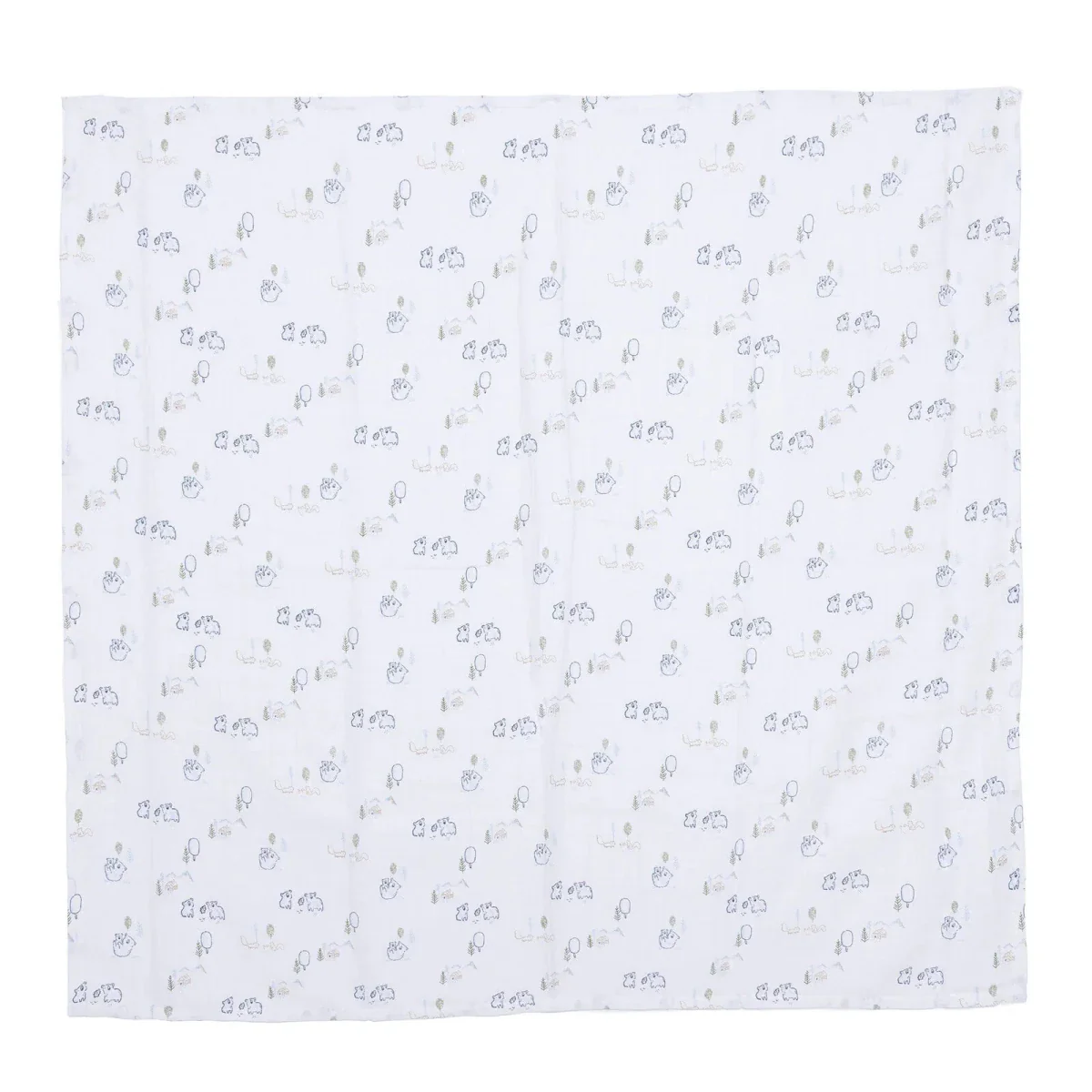 Little Dreams Boys 100% Cotton Muslin Blanket Animal Print 100x110 cm - White - Image 9