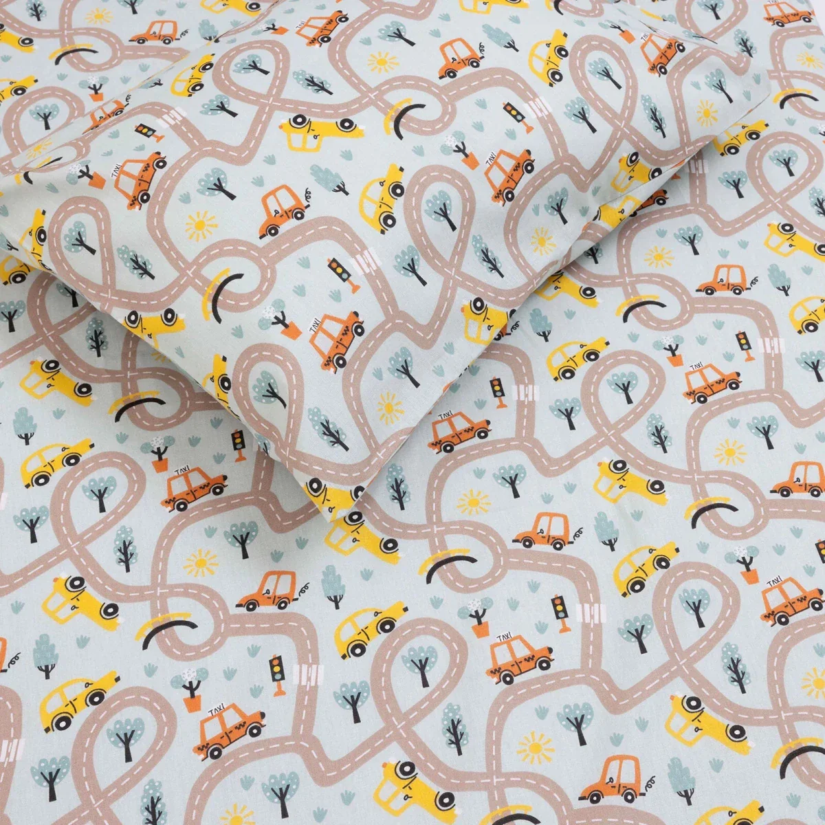 Little Dreams Boys 100% Cotton Sheet Set Vehicle Print 70x140 cm - Green - Image 2