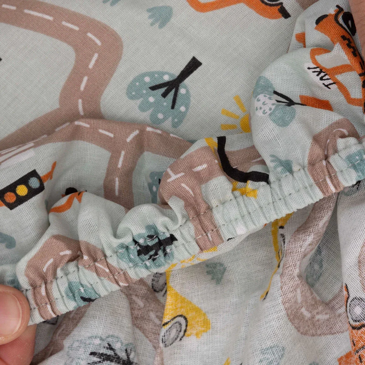 Little Dreams Boys 100% Cotton Sheet Set Vehicle Print 70x140 cm - Green - Image 7