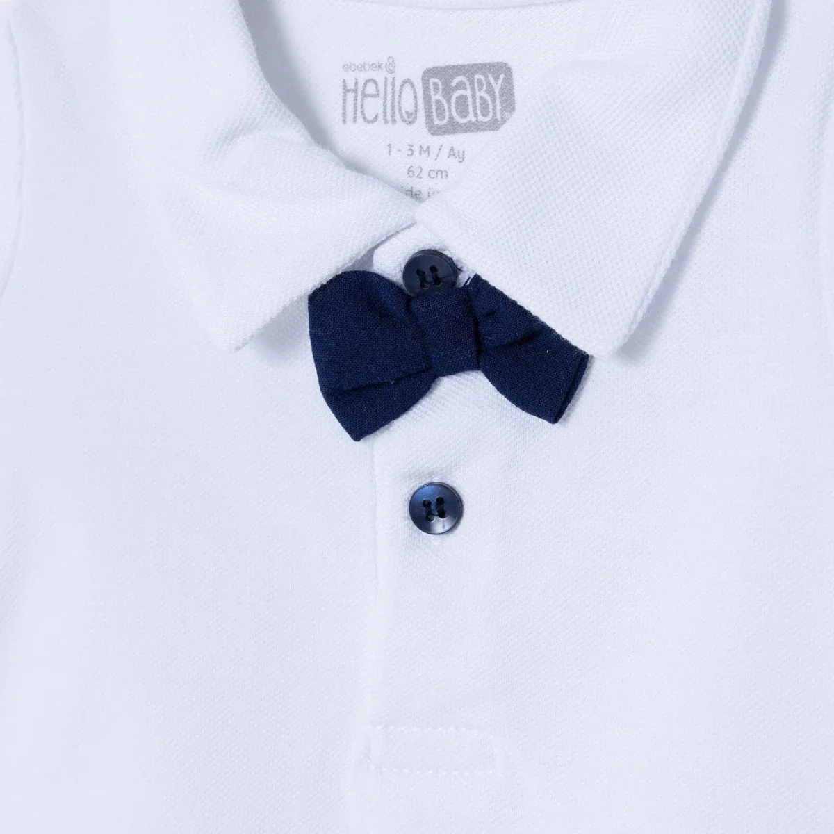 HelloBaby Boys Short-Sleeve Bodysuit Car Print Polo Collar - Ecru - Image 3