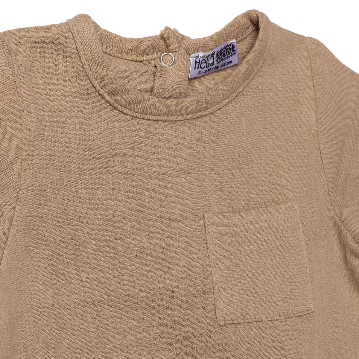 HelloBaby Boys Short-Sleeve Muslin Bodysuit - Beige - Image 3
