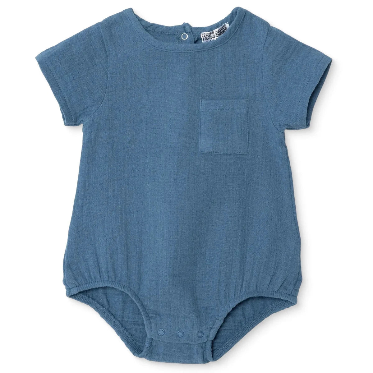 HelloBaby Boys Short-Sleeve Muslin Bodysuit - Indigo