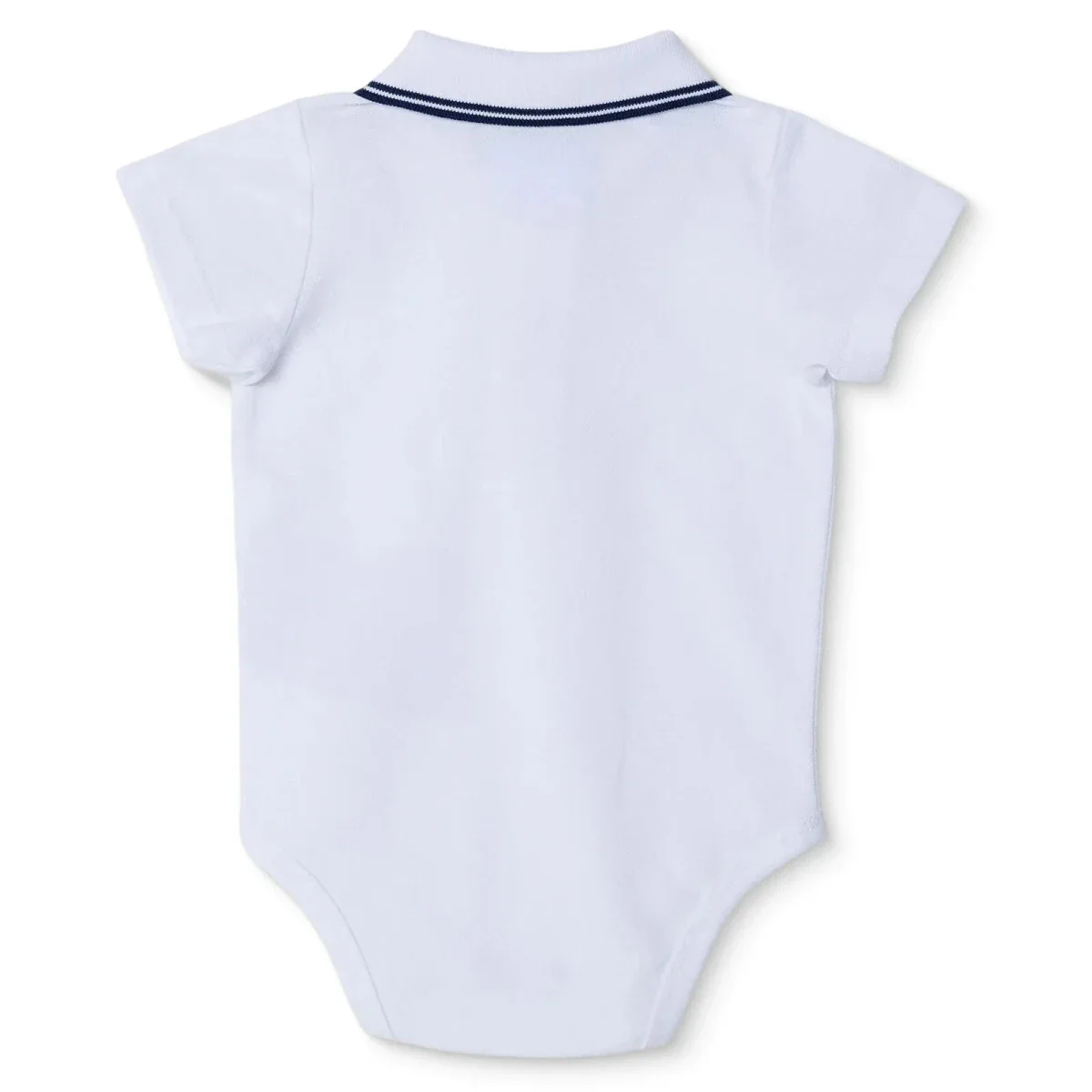 HelloBaby Boys Short-Sleeve Bodysuit Polo Collar - Ecru - Image 2