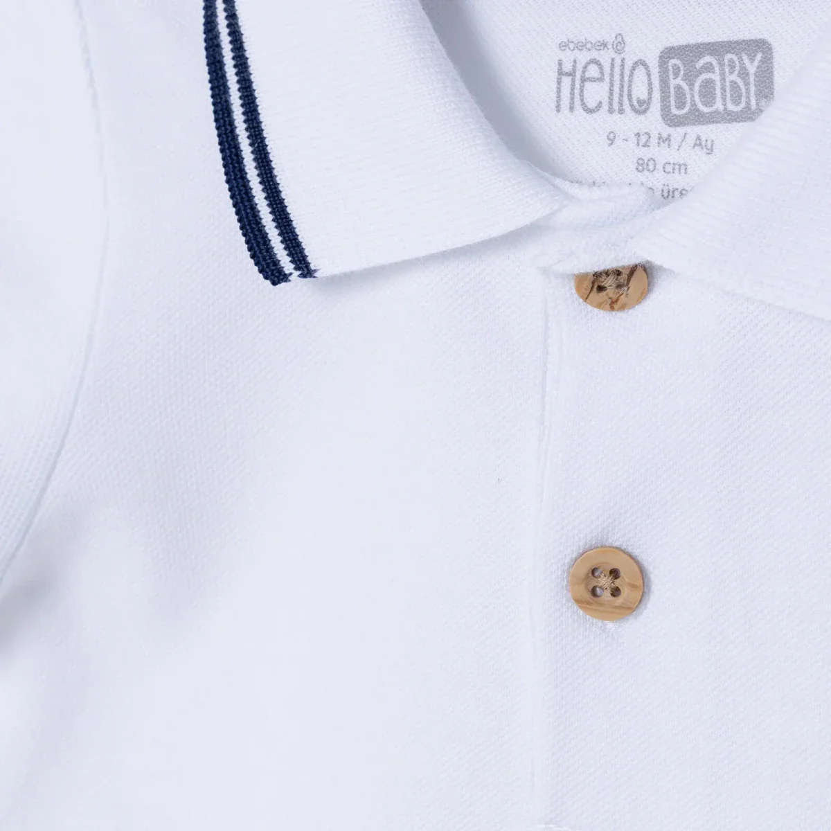 HelloBaby Boys Short-Sleeve Bodysuit Polo Collar - Ecru - Image 3