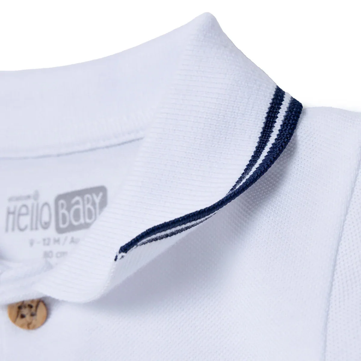 HelloBaby Boys Short-Sleeve Bodysuit Polo Collar - Ecru - Image 5