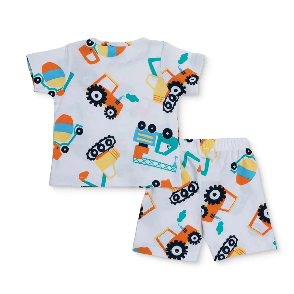 HelloBaby Boys Pyjamas Set Vehicle Print Short Sleeve - Ecru - Image 2