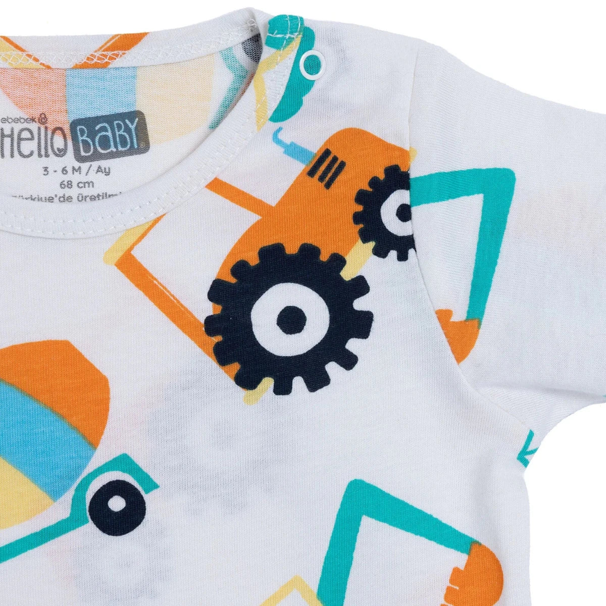 HelloBaby Boys Pyjamas Set Vehicle Print Short Sleeve - Ecru - Image 5