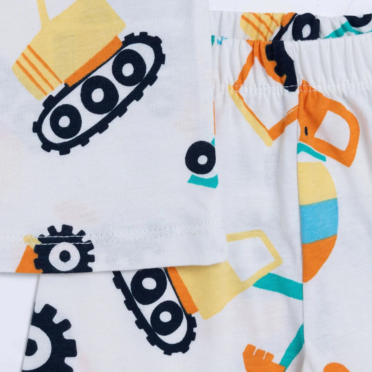 HelloBaby Boys Pyjamas Set Vehicle Print Short Sleeve - Ecru - Image 6