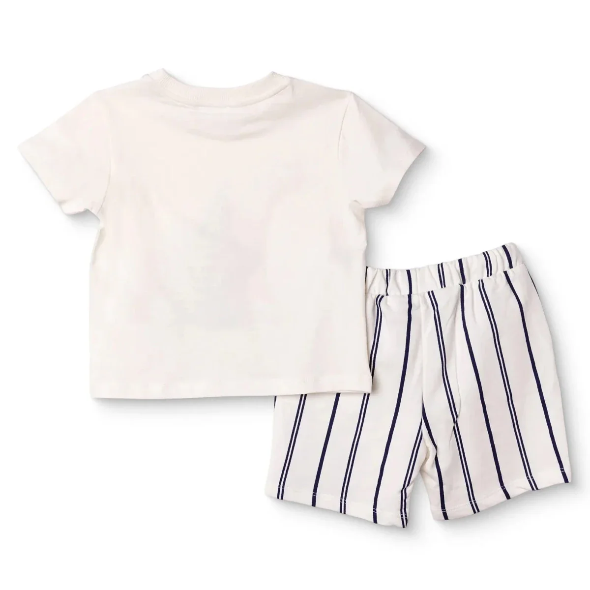 Baby Boy T-shirt & Shorts Set Nautical Print Crew Neck - White - Image 2