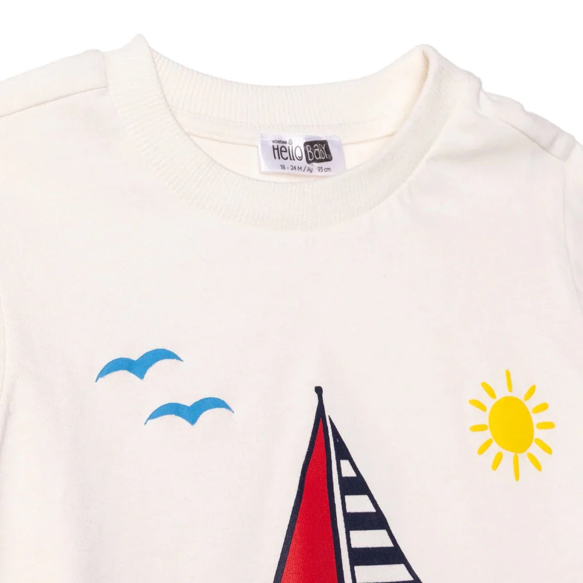 Baby Boy T-shirt & Shorts Set Nautical Print Crew Neck - White - Image 3