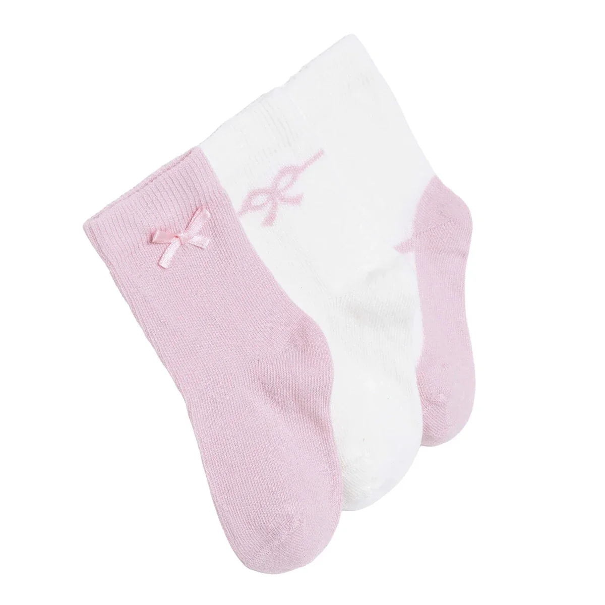 HelloBaby Girls Pack of 3 Ankle Socks Bow Print Cotton Rich - Pink - Image 6