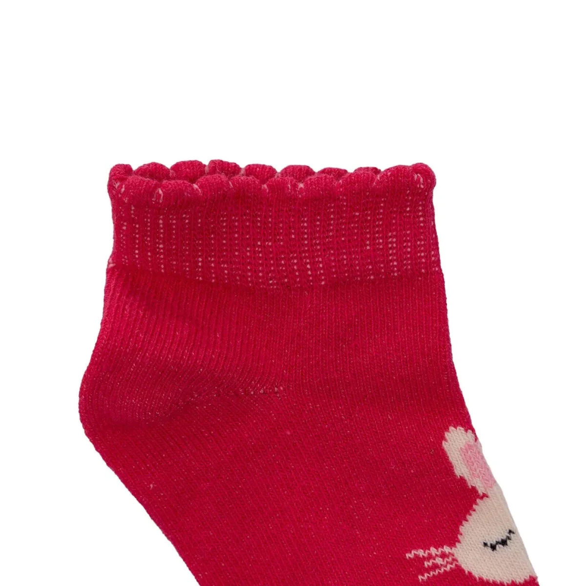 HelloBaby Girls Pack of 3 Ankle Socks Bunny Print Cotton Rich - Pink - Image 3
