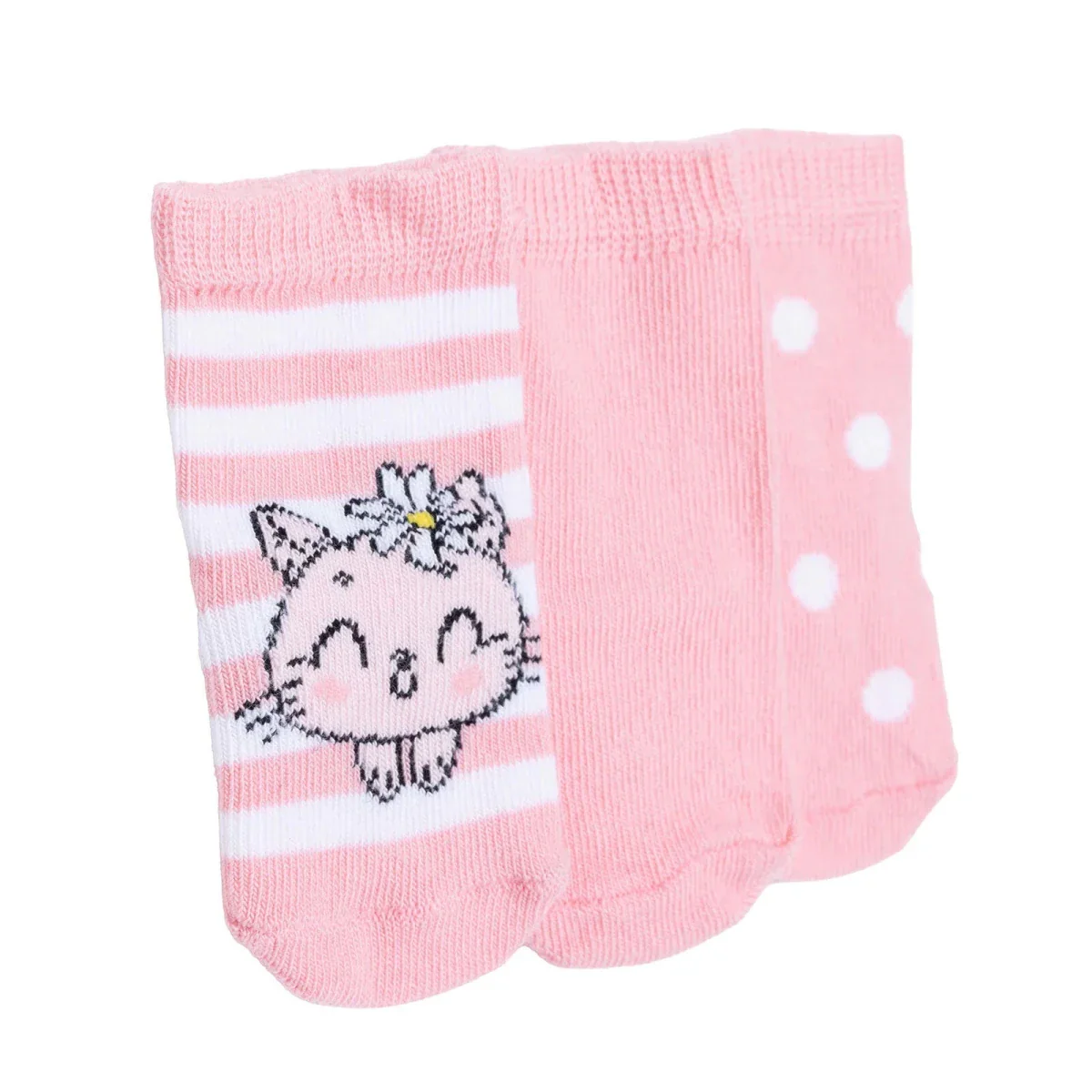 HelloBaby Girls Pack of 3 Ankle Socks Floral Print Cotton Rich - Pink - Image 6