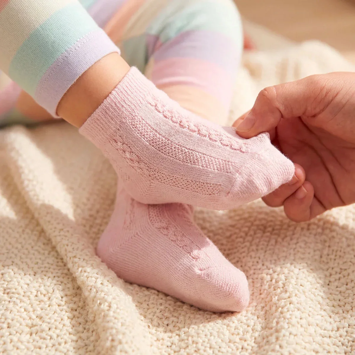 HelloBaby Girls Pack of 3 Ankle Socks Floral Print Cotton Rich - Pink Printed - Image 2