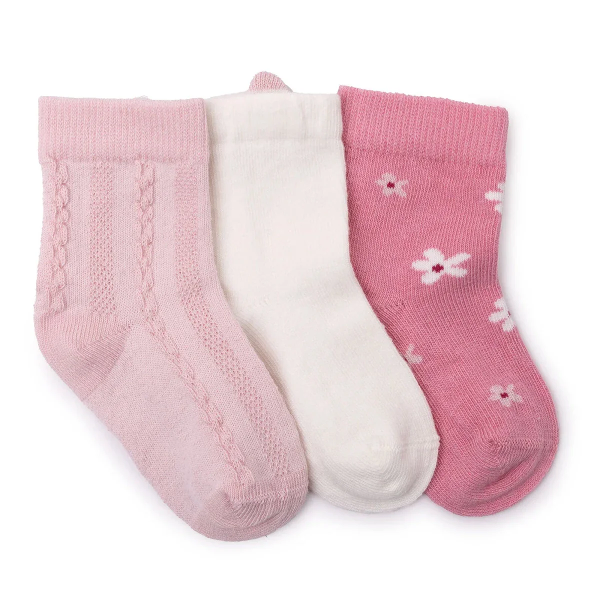 HelloBaby Girls Pack of 3 Ankle Socks Floral Print Cotton Rich - Pink Printed - Image 3