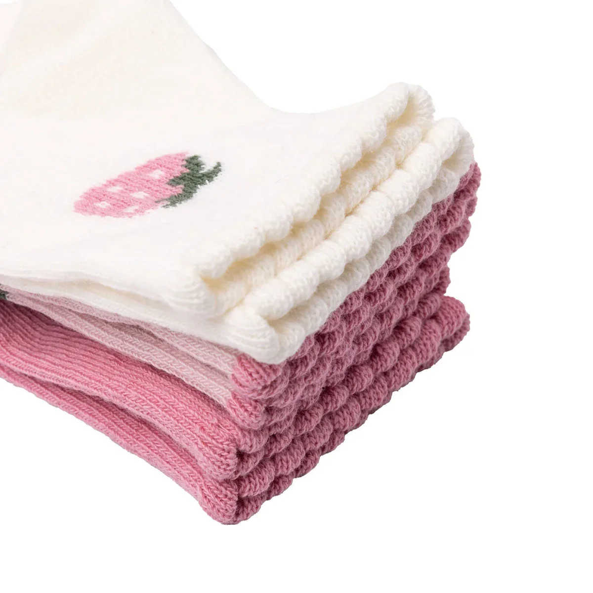 HelloBaby Girls Pack of 3 Ankle Socks Fruit Print Cotton Rich - Pink Printed - Image 5