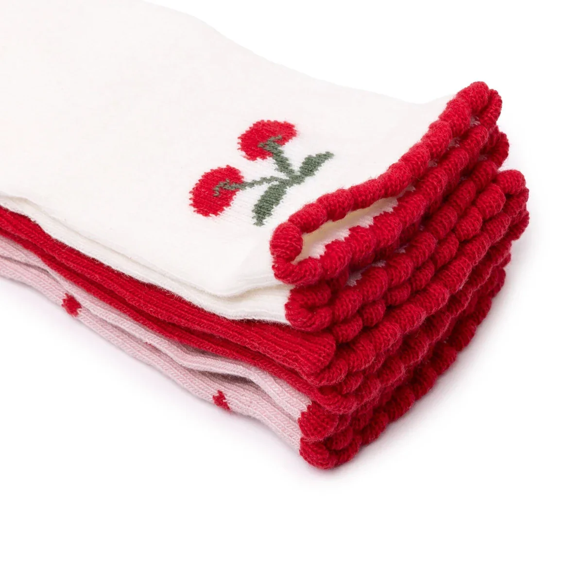 HelloBaby Girls Pack of 3 Ankle Socks Fruit Print Cotton Rich - Red - Image 5