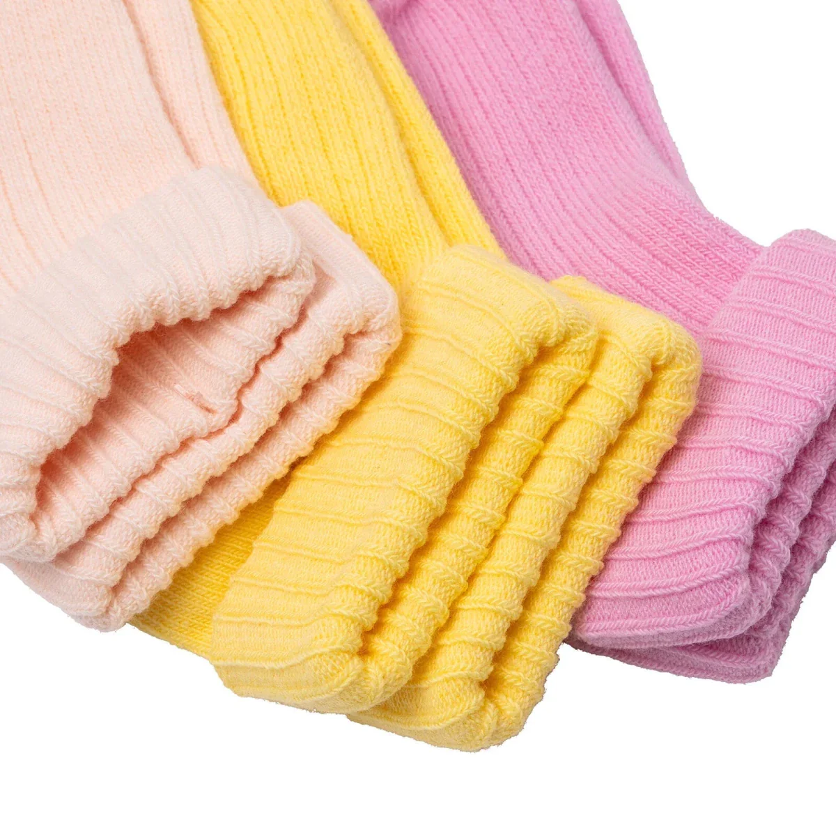 HelloBaby Girls Pack of 3 Rolled-Edge Socks Cotton Rich - Light Pink - Image 5