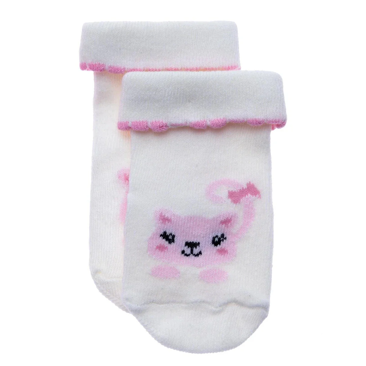 HelloBaby Girls Pack of 3 Rolled-Edge Socks Cotton Rich - Ecru - Image 3
