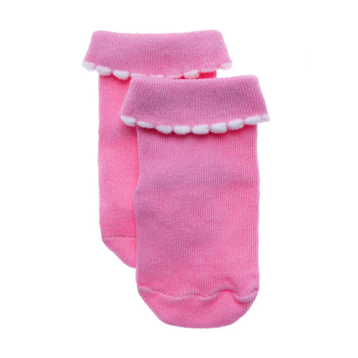 HelloBaby Girls Pack of 3 Rolled-Edge Socks Cotton Rich - Ecru - Image 4