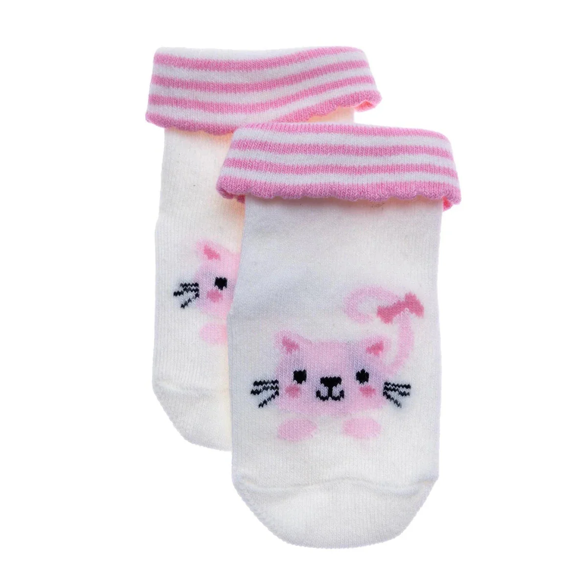 HelloBaby Girls Pack of 3 Rolled-Edge Socks Cotton Rich - Ecru - Image 5