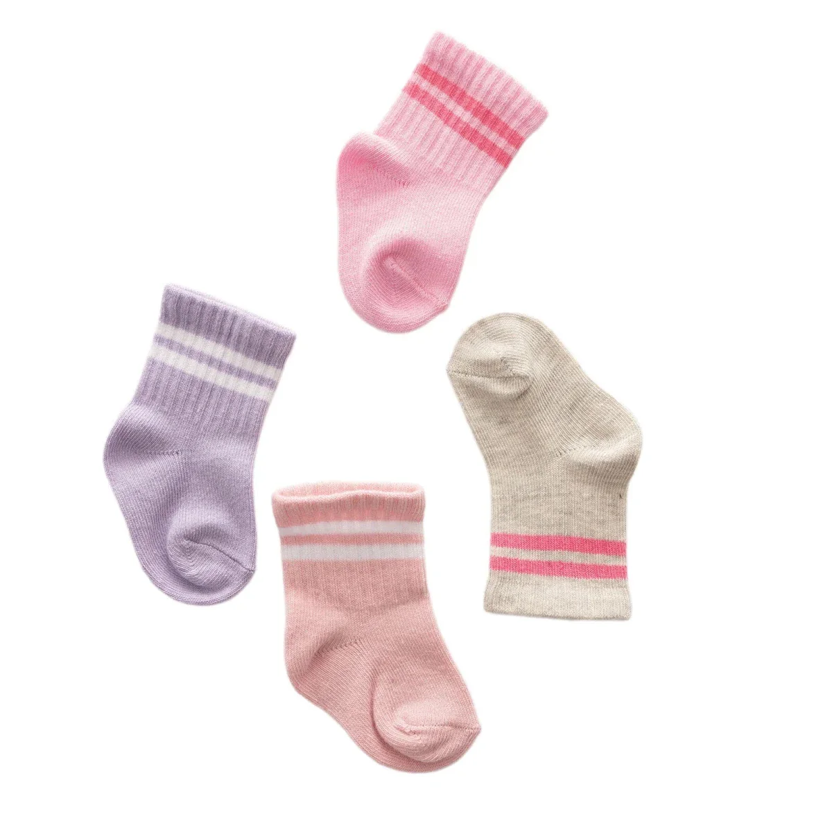 HelloBaby Girls Pack of 5 Ankle Socks Striped Cotton Rich - Pink - Image 5
