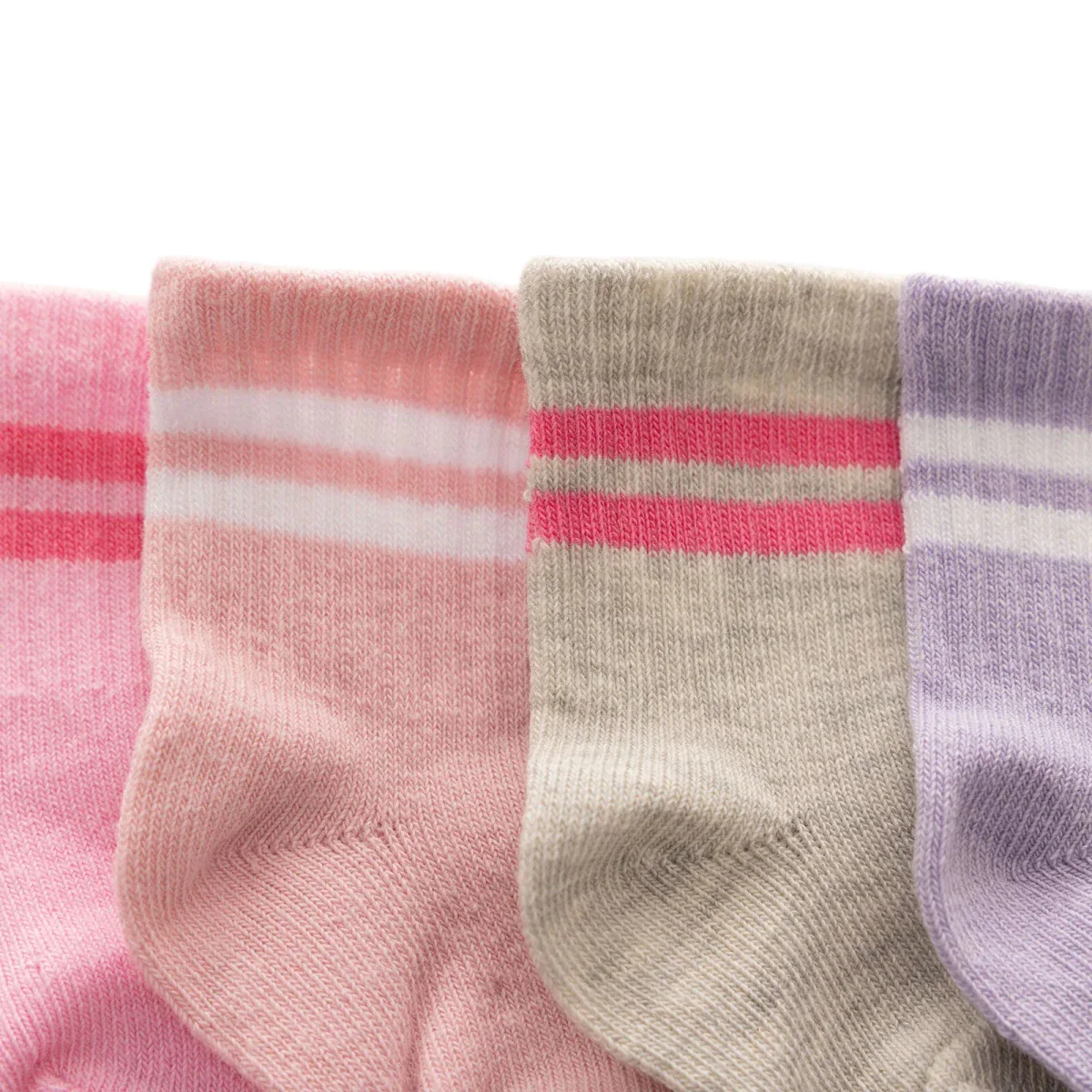 HelloBaby Girls Pack of 5 Ankle Socks Striped Cotton Rich - Pink - Image 7