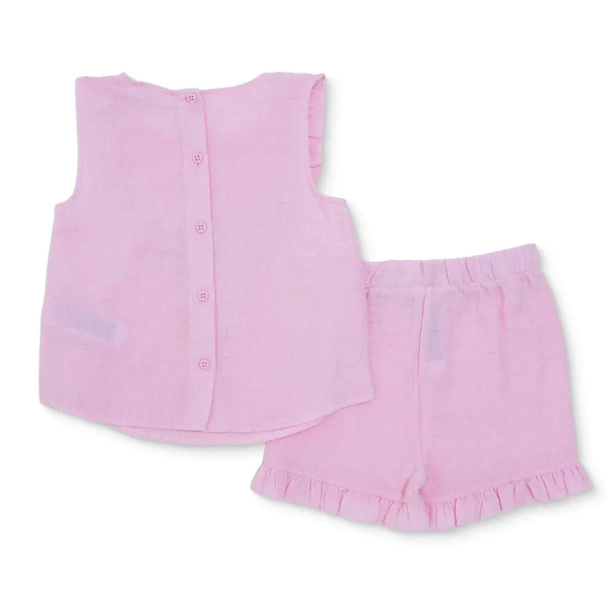 HelloBaby Girls Muslin Blouse & Shorts Set - Pink - Image 2
