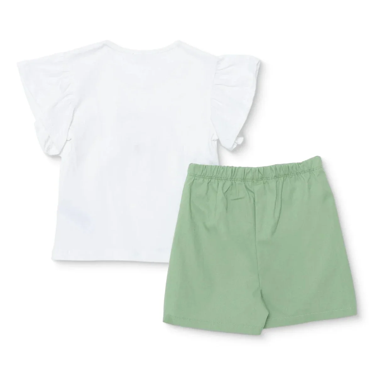 HelloBaby Girls Blouse & Shorts Set Floral Print Crew Neck - Ecru - Image 2