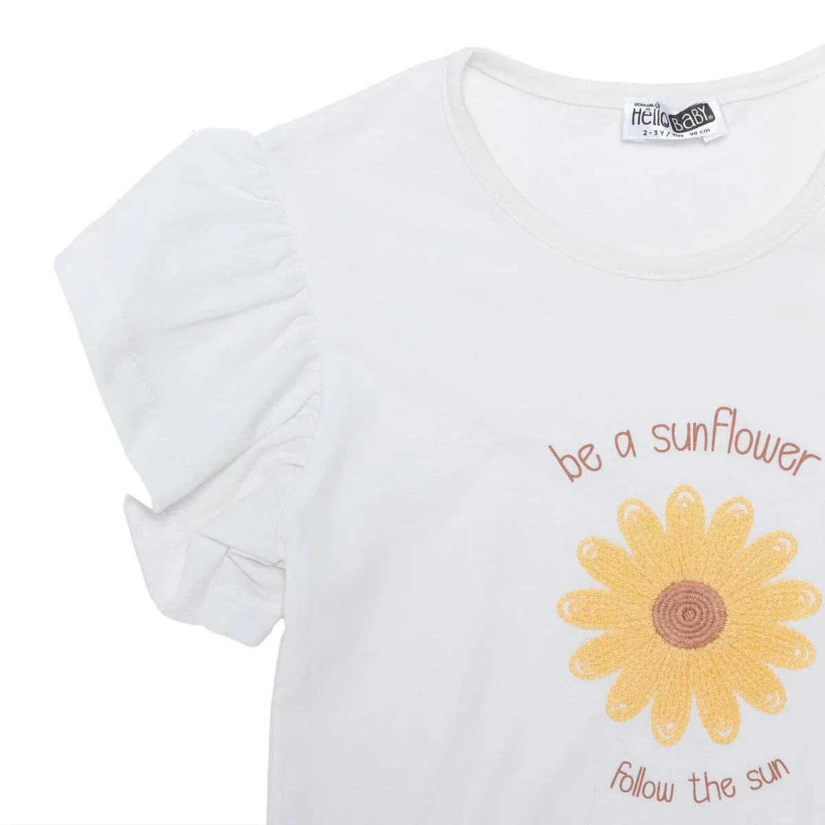 HelloBaby Girls Blouse & Shorts Set Floral Print Crew Neck - Ecru - Image 5
