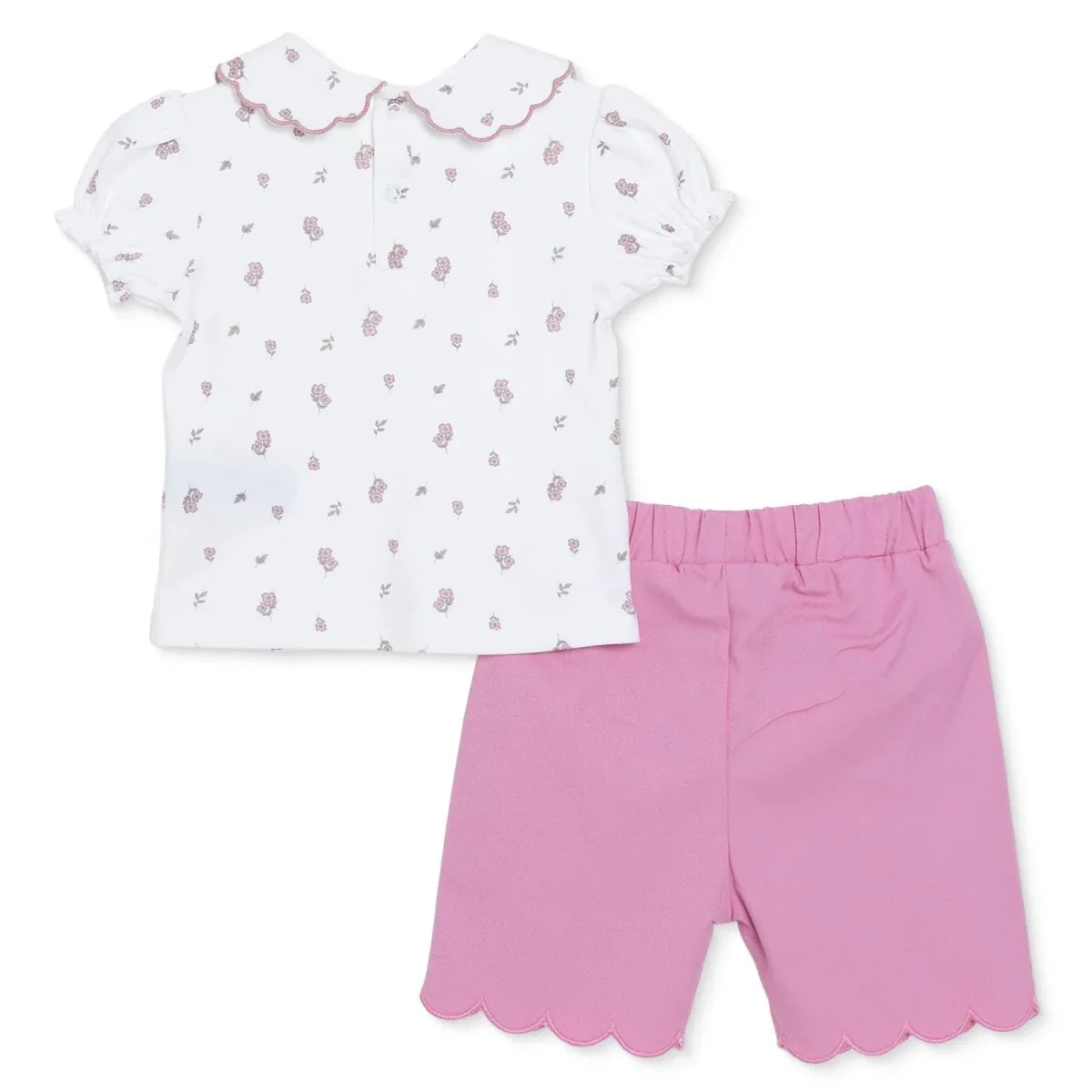 HelloBaby Girls Blouse & Shorts Set Floral Print Peter Pan Collar - Ecru - Image 2