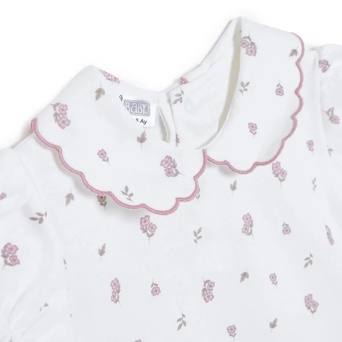 HelloBaby Girls Blouse & Shorts Set Floral Print Peter Pan Collar - Ecru - Image 3