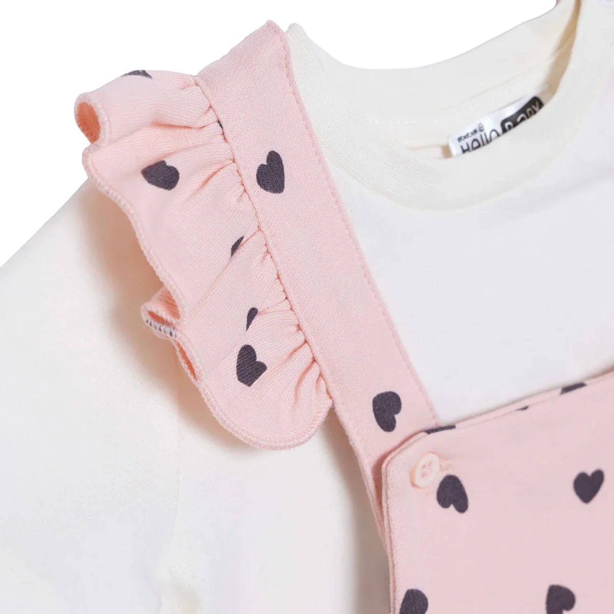 HelloBaby Girls Dungarees & T-shirt - Pink - Image 3