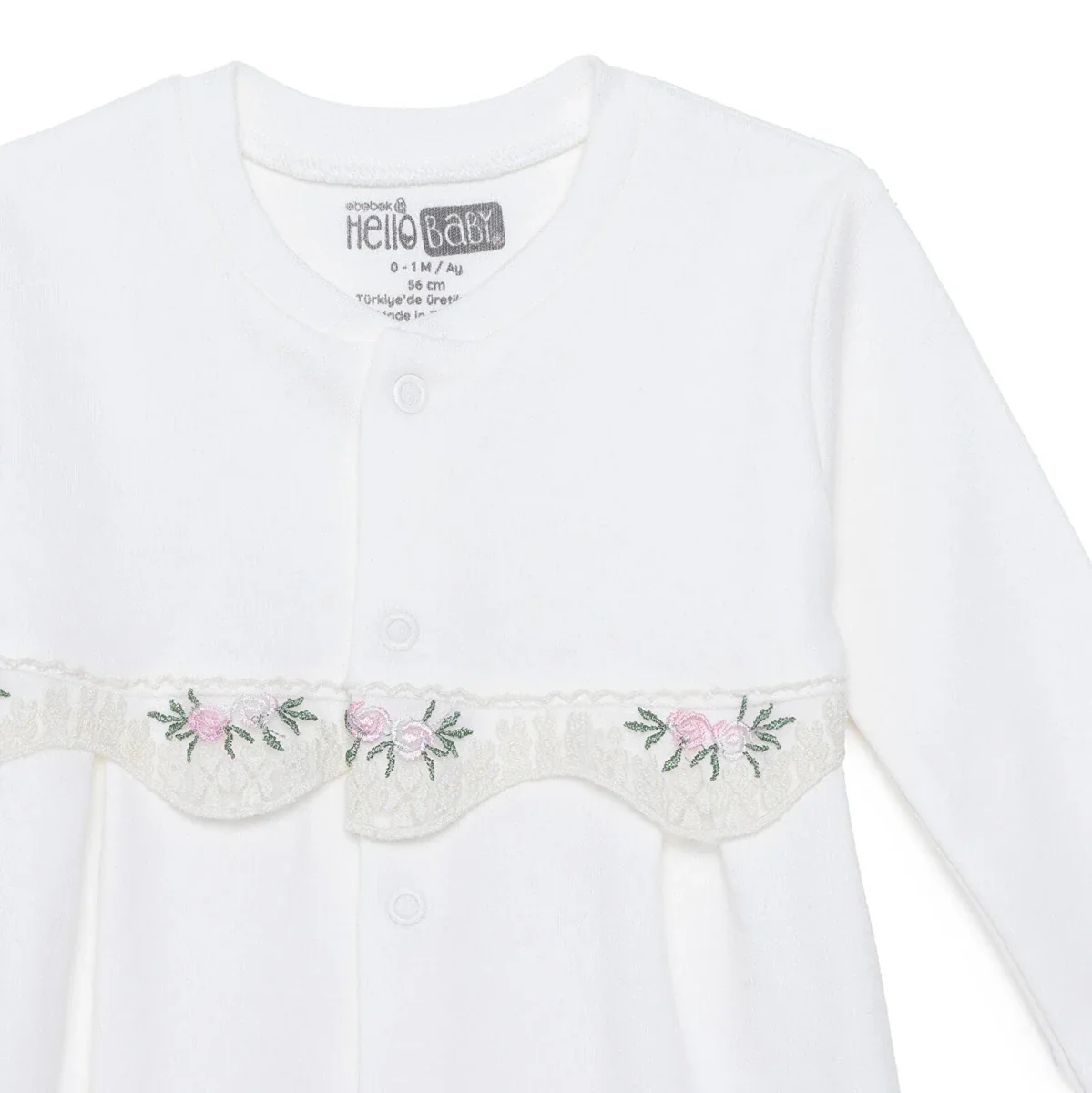 HelloBaby Girls Footed Sleepsuit Floral Print - White - Image 3