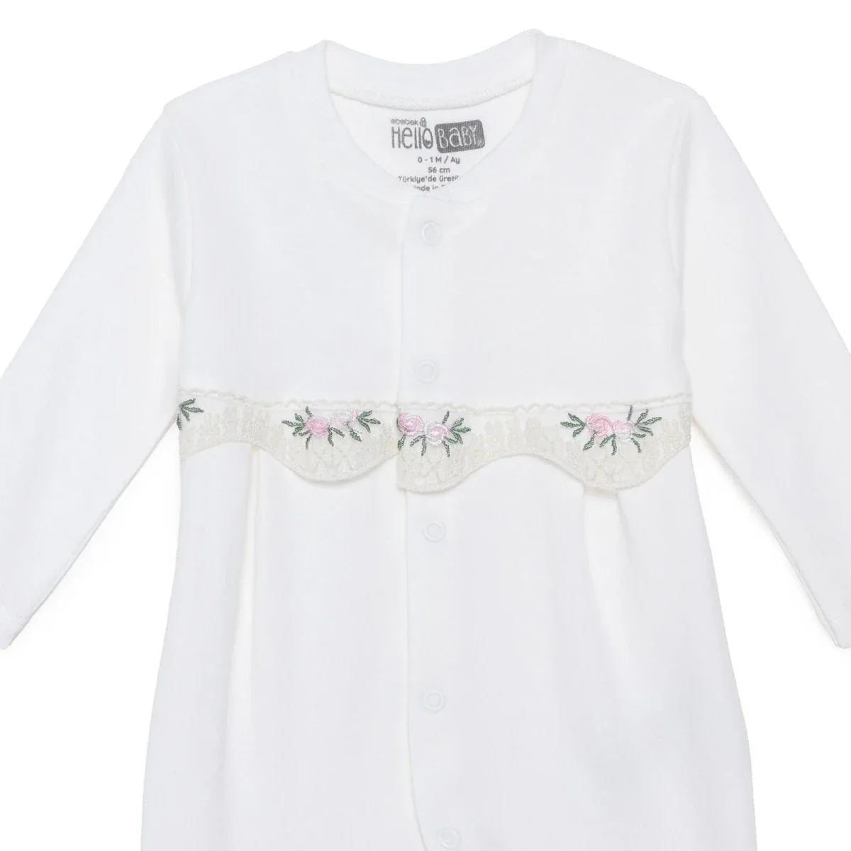 HelloBaby Girls Footed Sleepsuit Floral Print - White - Image 4