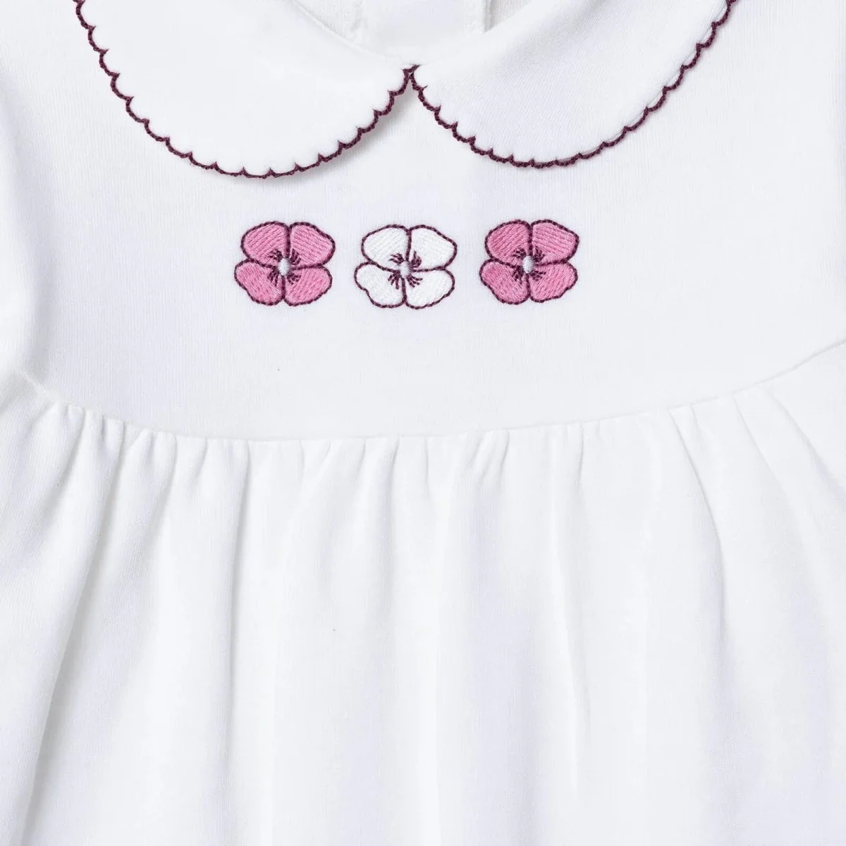 HelloBaby Girls Footed Sleepsuit Floral Print Peter Pan Collar - Ecru - Image 4