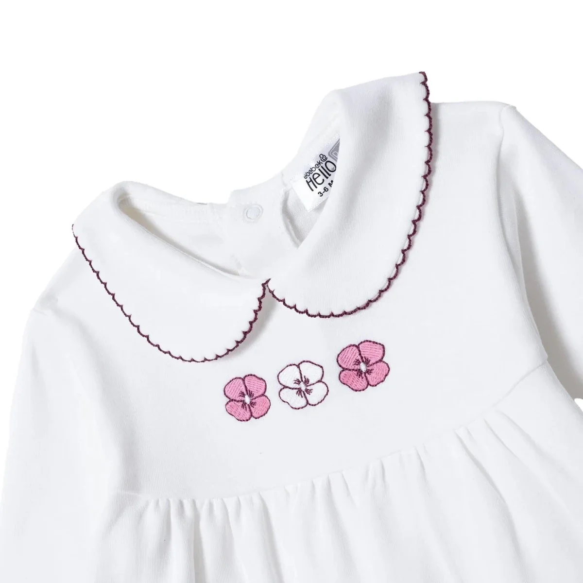 HelloBaby Girls Footed Sleepsuit Floral Print Peter Pan Collar - Ecru - Image 7