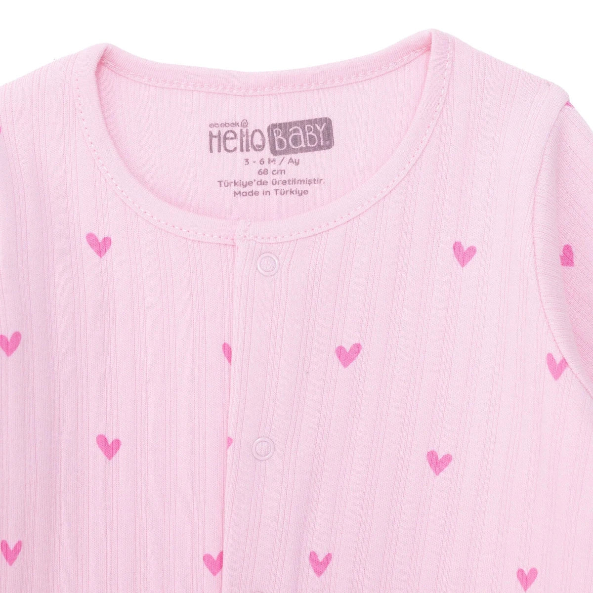 HelloBaby Girls Footed Sleepsuit Heart Print - Pink - Image 3