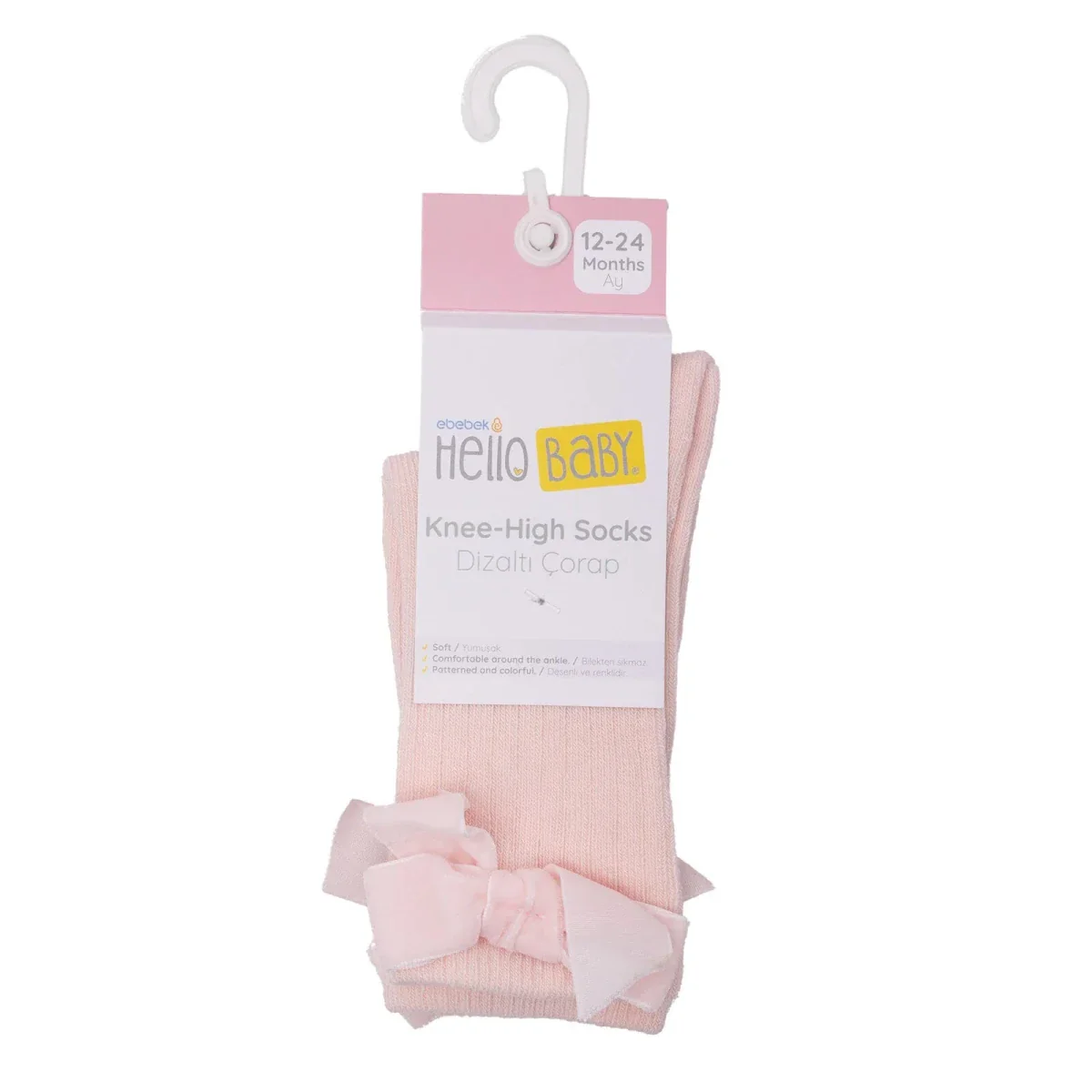 HelloBaby Girls Knee-High Socks Bow Print Cotton Rich - Pink - Image 5