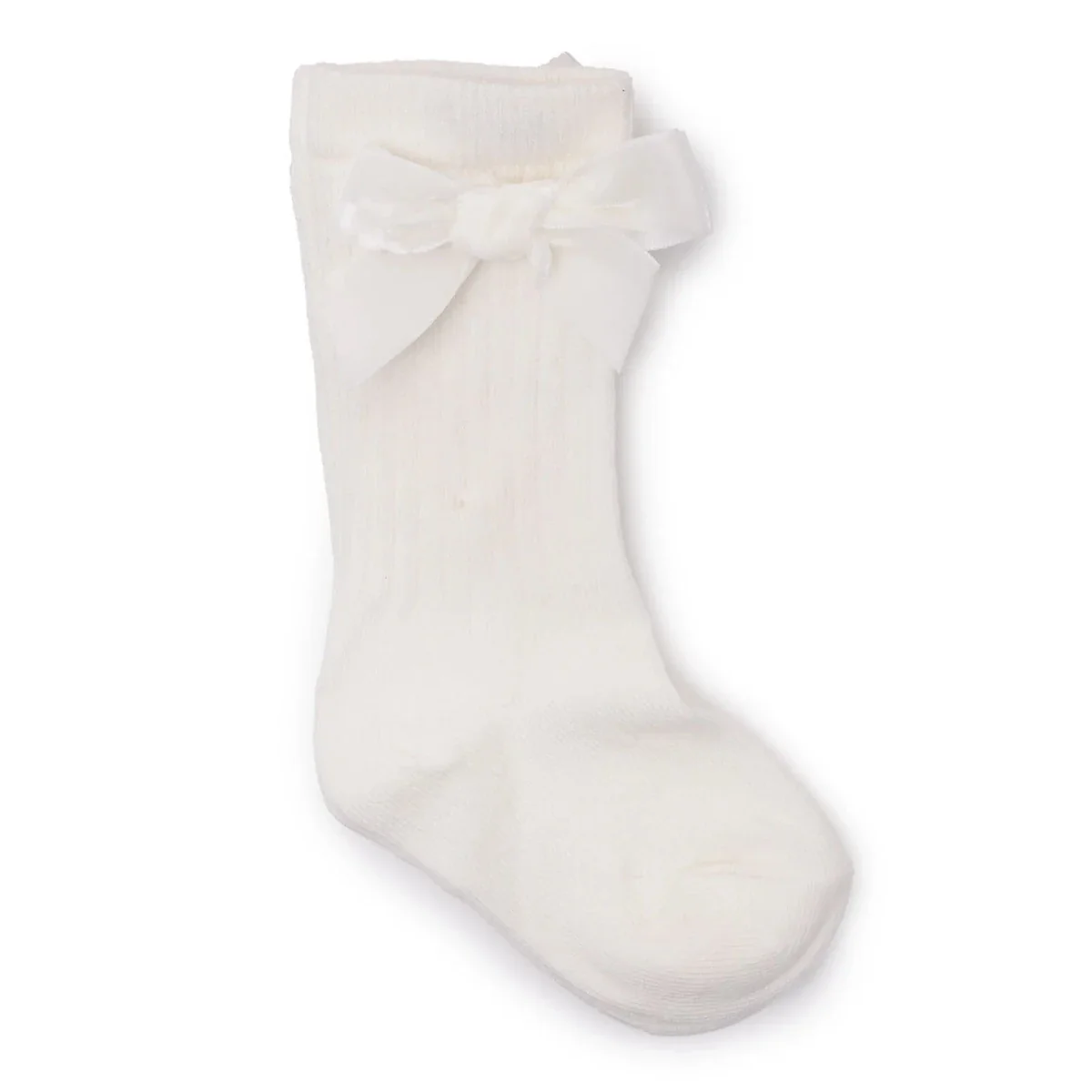 HelloBaby Girls Knee-High Socks Bow Print Cotton Rich - Ecru - Image 2
