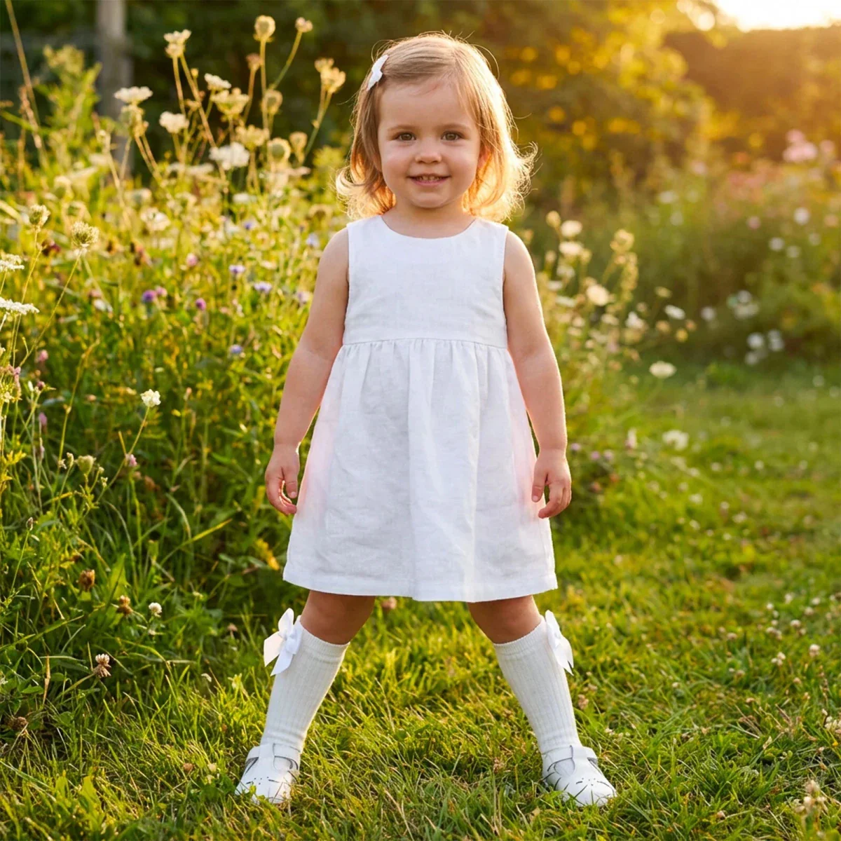 HelloBaby Girls Knee-High Socks Bow Print Cotton Rich - Ecru - Image 5