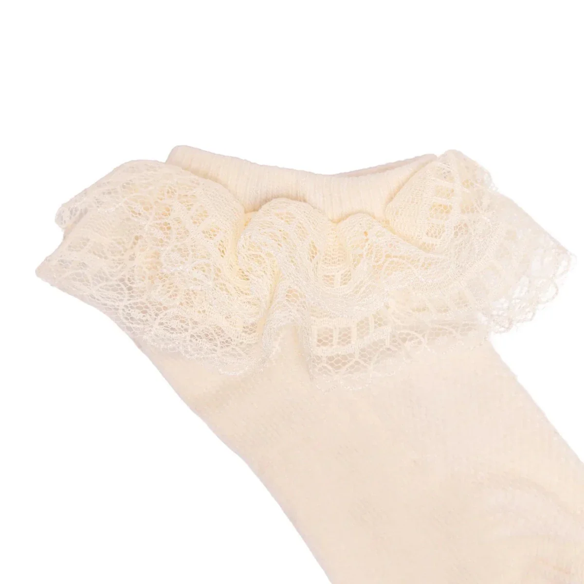 HelloBaby Girls Lace Socks Cotton Rich - Ecru - Image 3