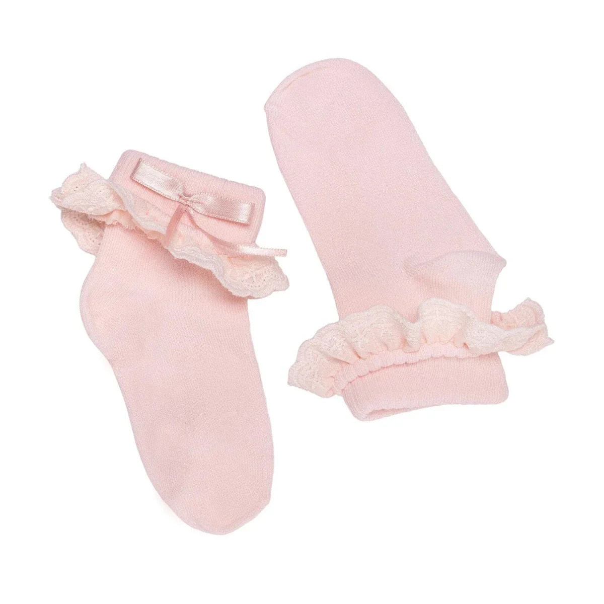 HelloBaby Girls Lace Socks Cotton Rich - Pink - Image 4