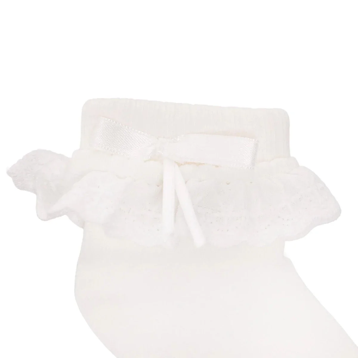 HelloBaby Girls Lace Socks Cotton Rich - Ecru - Image 3