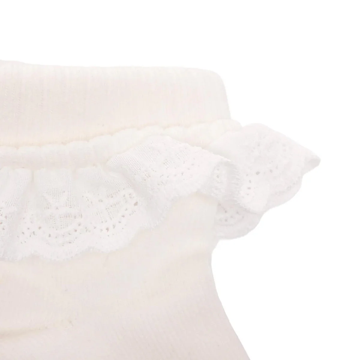 HelloBaby Girls Lace Socks Cotton Rich - Ecru - Image 4