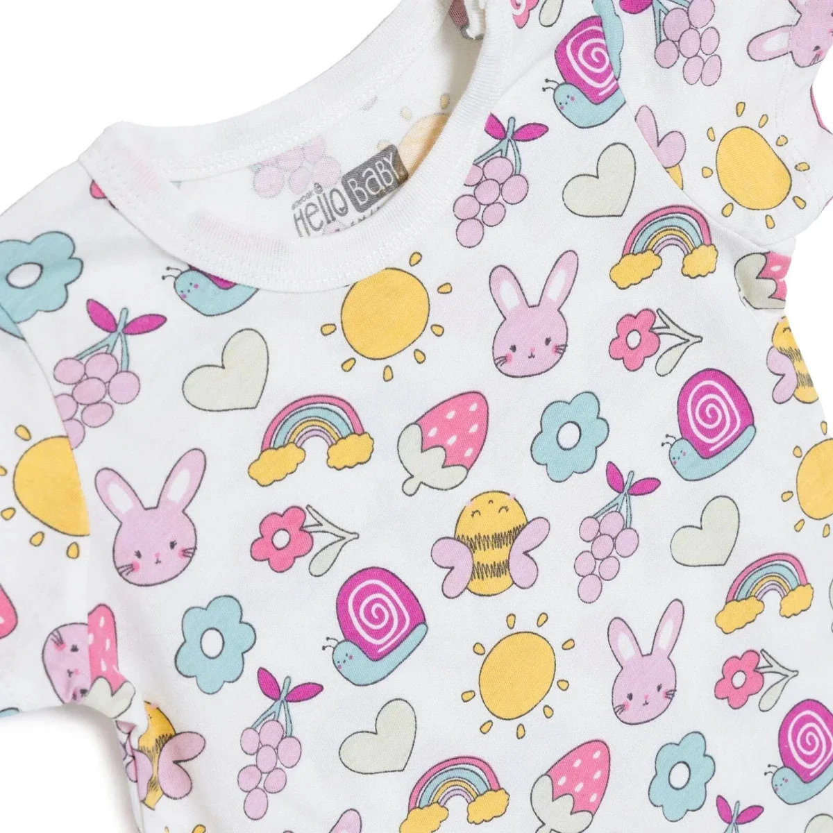HelloBaby Girls Short Romper Fruit Print - White Printed - Image 4