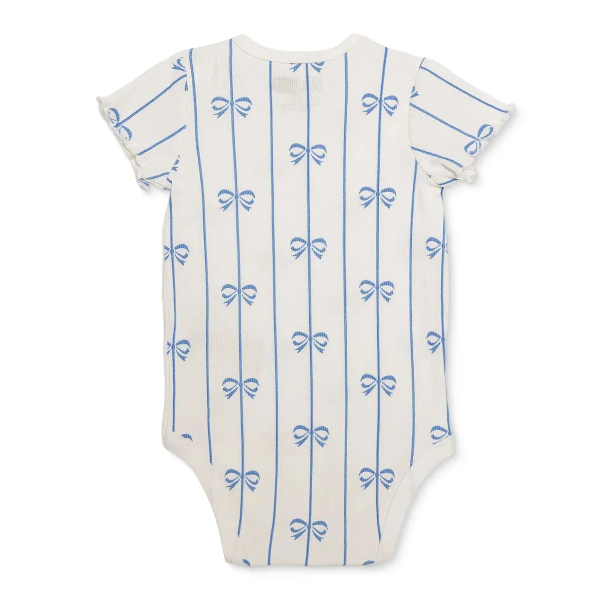 HelloBaby Girls Short-Sleeve Bodysuit Bow Print - Ecru - Image 2